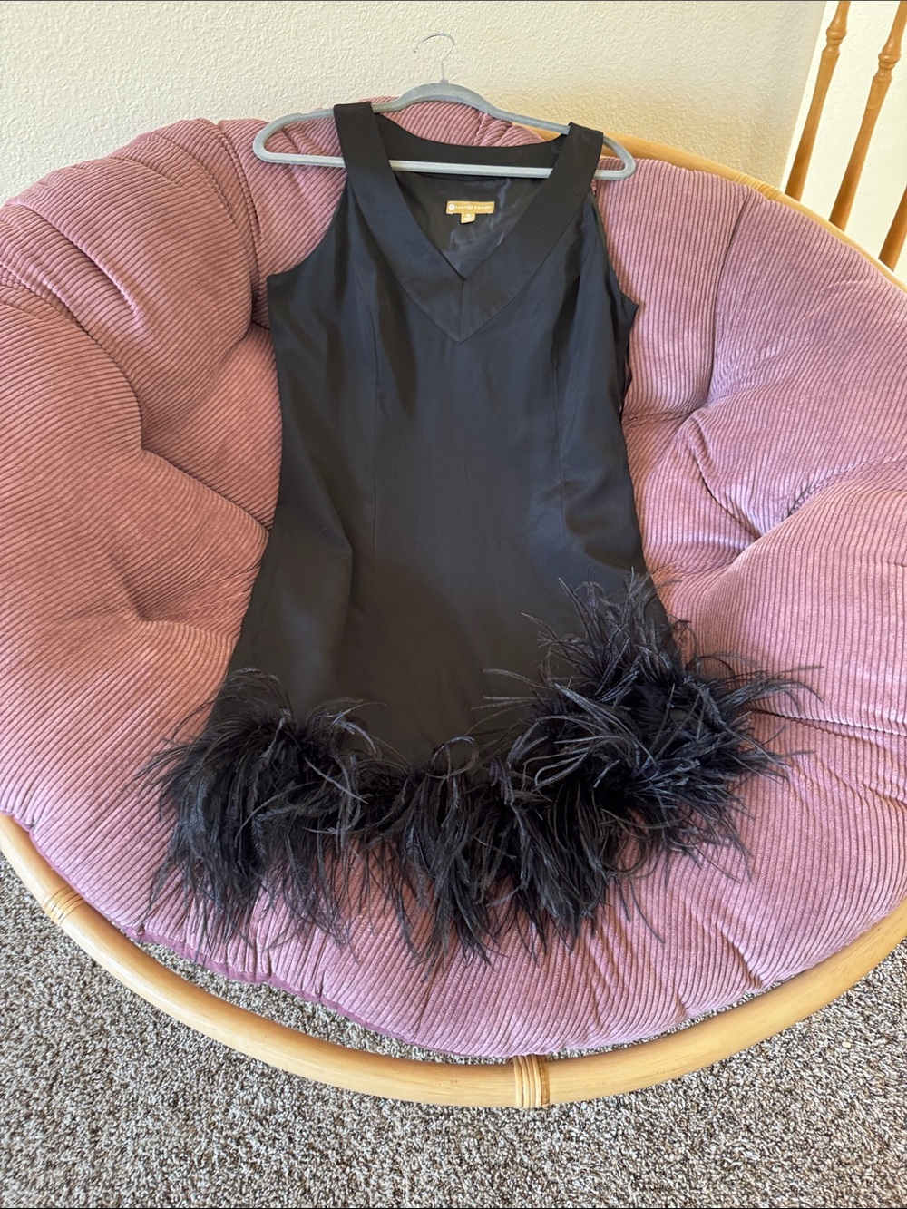 Target Black Feather Trim Mini Dress